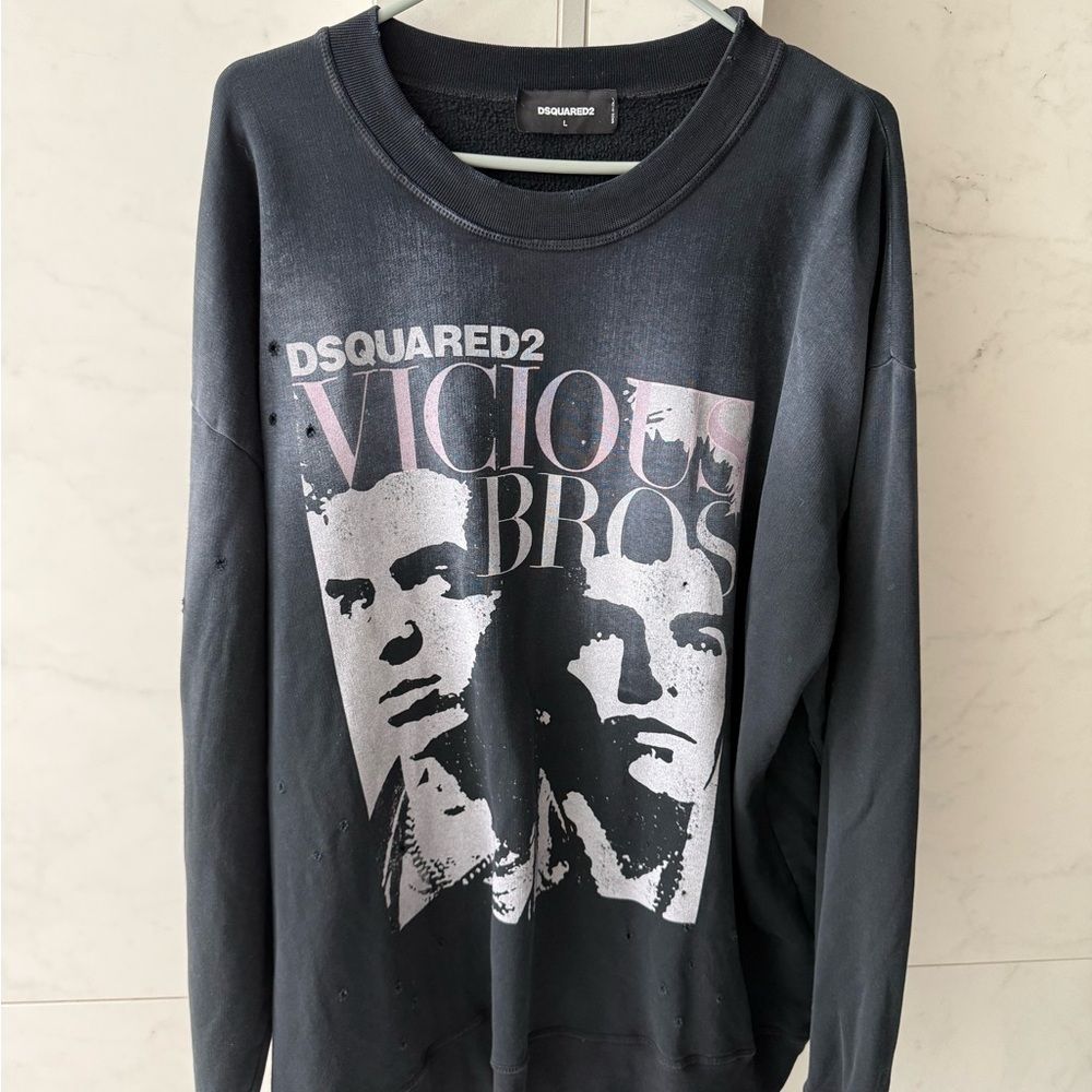 DSQUARED2 Black Crewneck Sweater with Graphic Design